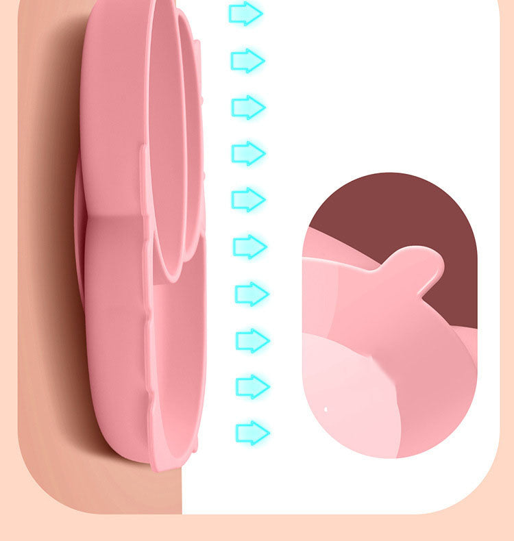 Juego de vajilla infantil de silicona para bebé, todo en uno, con compartimento para ventosa, tazón, tenedor, cuchara y plato.