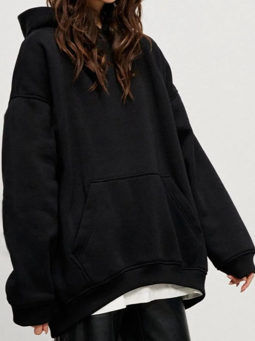 Pocketed Dropped Shoulder Long Sleeve Hoodie - V.I.P Digital Presence