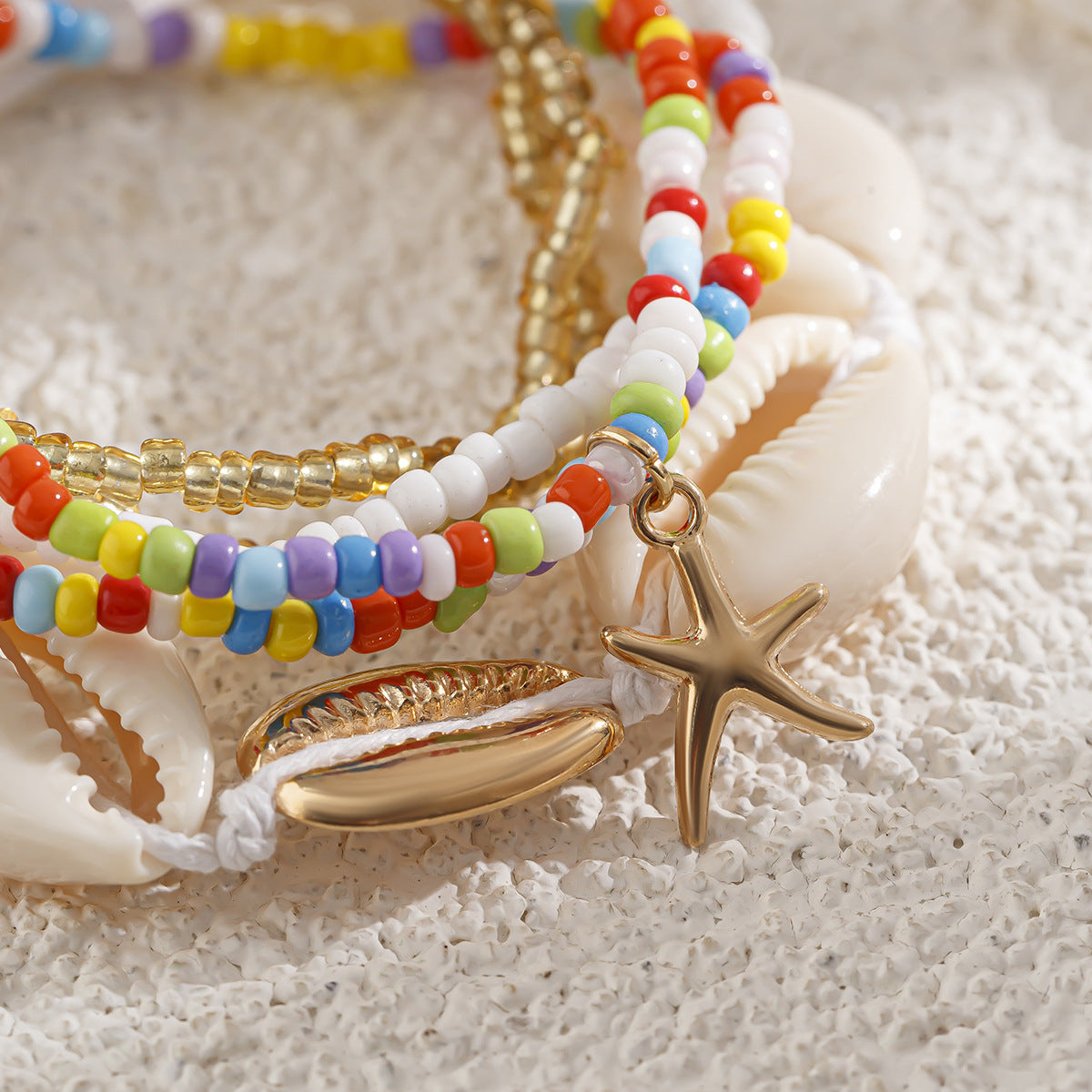 Bohemian vacation style shell rice bead bracelet Bracelet beach starfish bead set for women - V.I.P Digital Presence