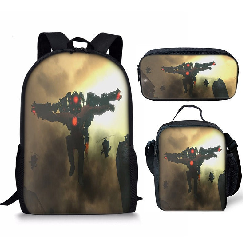 New 3PC-SET Skibidi Toilet Man Backpack Custom Game Peripheral Schoolbags For Primary Secondary School Teenage - V.I.P Digital Presence