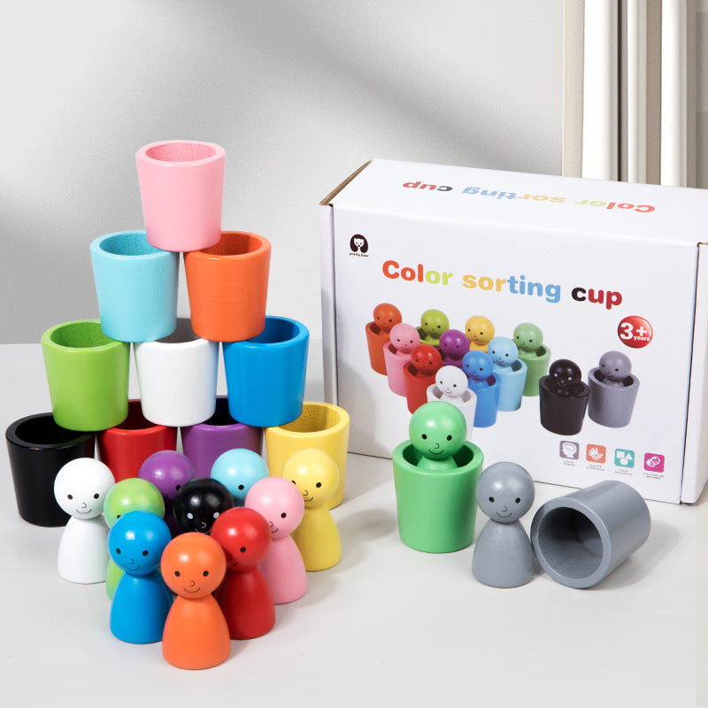 Children's Color Little People Classification Cup Stacking Joy Kindergarten Baby Hand Eye Coordination Training Puzzle Toy - V.I.P Digital Presence