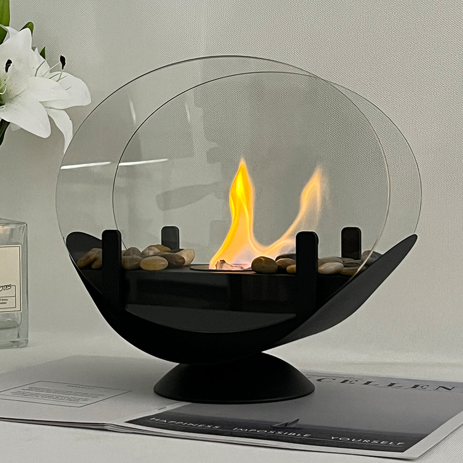 Small outdoor alcohol fireplace lamp indoor real fire heating atmosphere desktop rotating flame circular fireplace - V.I.P Digital Presence