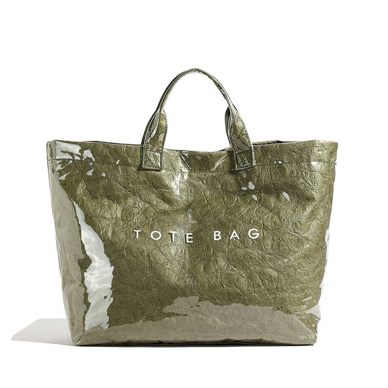 Vintage PVC tote with DuPont lettering. Simple, transparent, large - capacity handbag for commuting women. - V.I.P Digital Presence