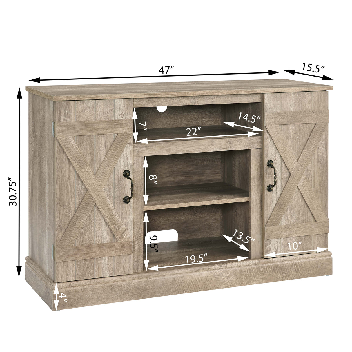 Farmhouse Classic Media TV Stand Antique Entertainment Console with 18" Electric Fireplace Insert for TV up to 50" with Open - V.I.P Digital Presence