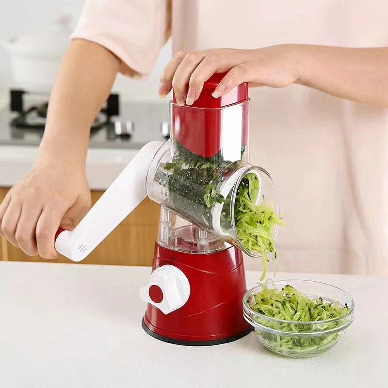 5-in-1 Cheese Grater: Gourmet, Rotary with Hand Crank, 10 Blades (3 Blades-C), for Cheese & Vegetable Slicing. - V.I.P Digital Presence