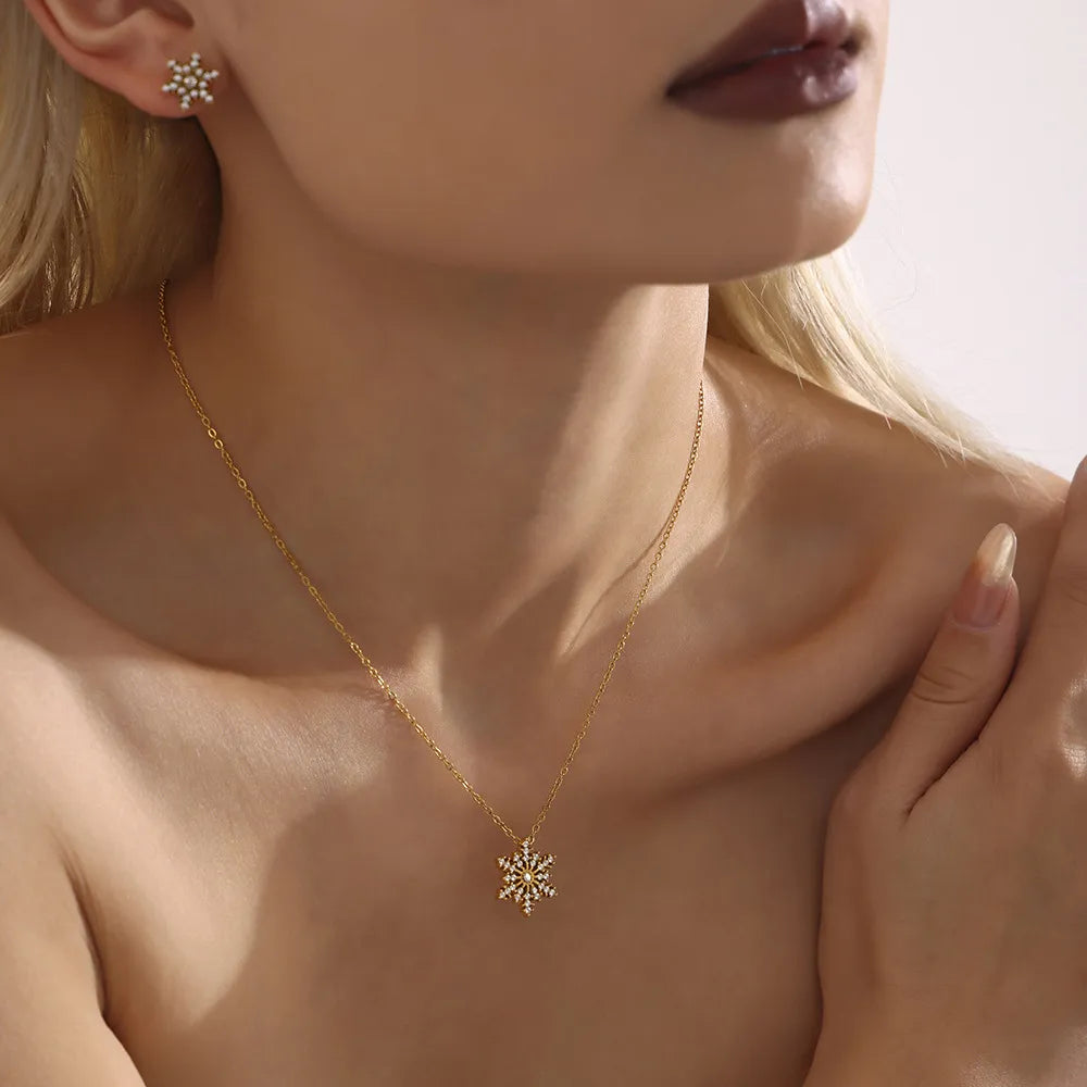 Stainless Steel Inland Zircon Snowflake Necklace - V.I.P Digital Presence