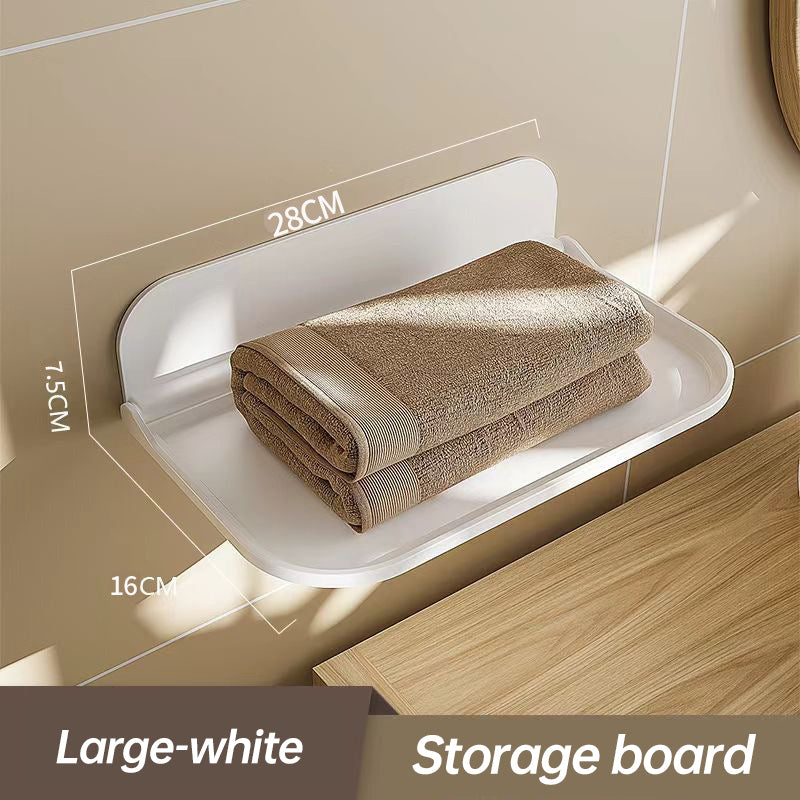 New Foldable Punch - Free Wall - mounted Plastic Floating Shelf for Bathroom and Toilet, Ideal for Towel and Clothes Storage - V.I.P Digital Presence