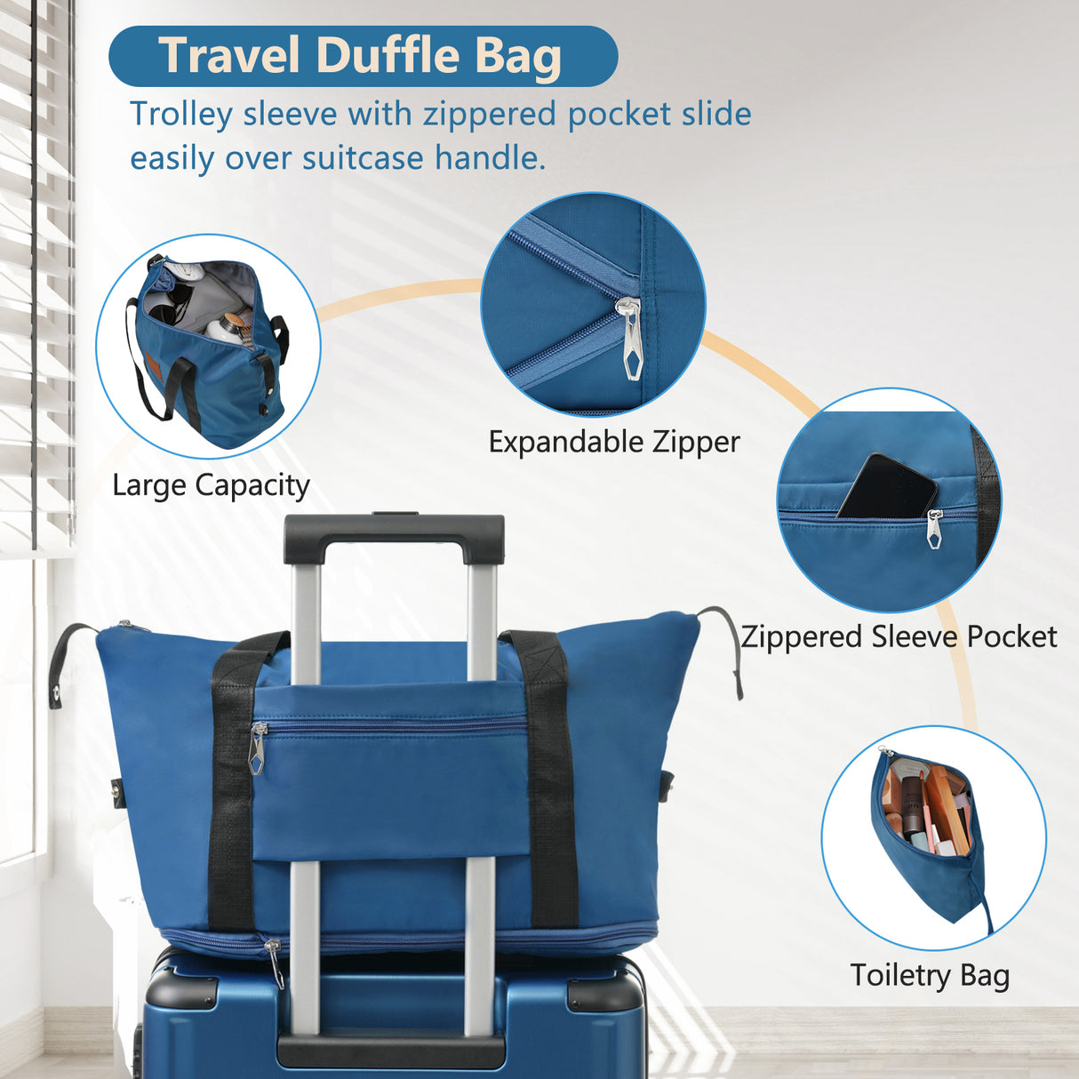 Hardshell Luggage Sets 3 Piece Carry-on Suitcases with Wheels, TSA Lock for Men Women, Blue (20in) - V.I.P Digital Presence