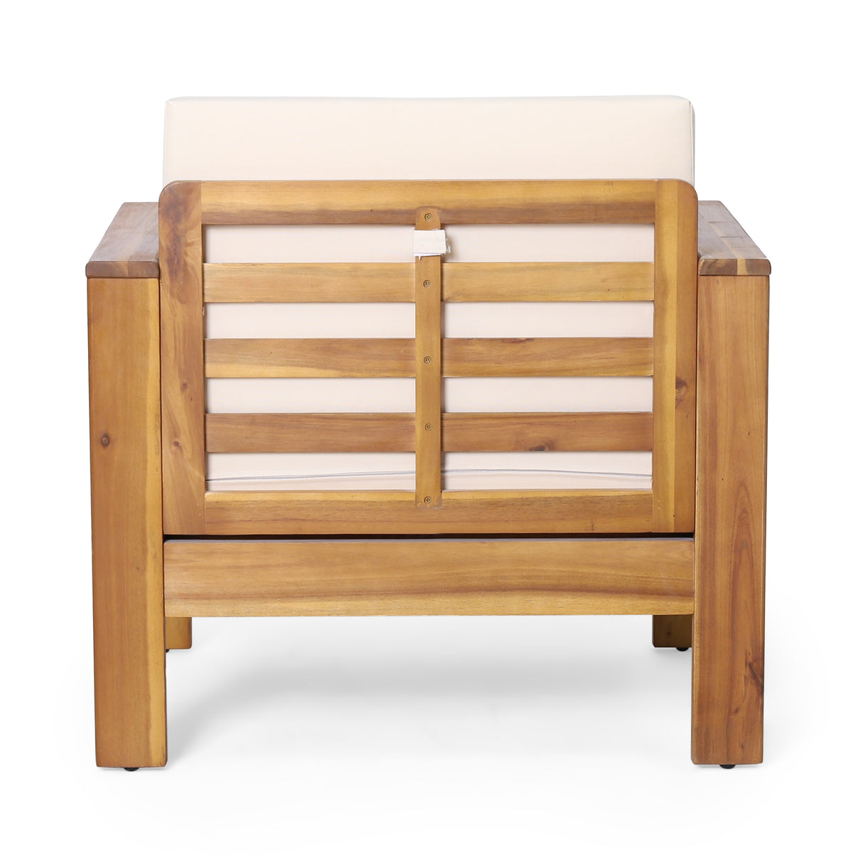 Outdoor Acacia Wood Club Chairs with Cushions, Teak+Beige, 27.75"D x 32"W x 27.75"H - V.I.P Digital Presence
