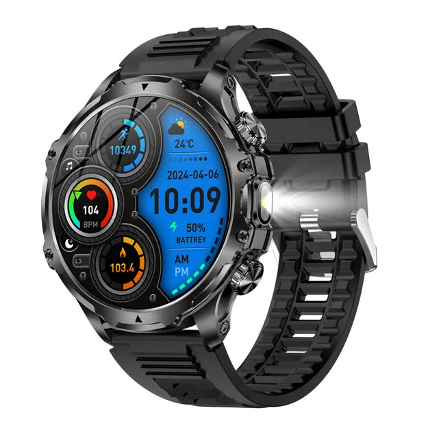 AK75 Smart Watch Flashlight Men Outdoors Sports Fitness Tracker 700mah Large Battery BT Calling LED Light Smartwatch - V.I.P Digital Presence