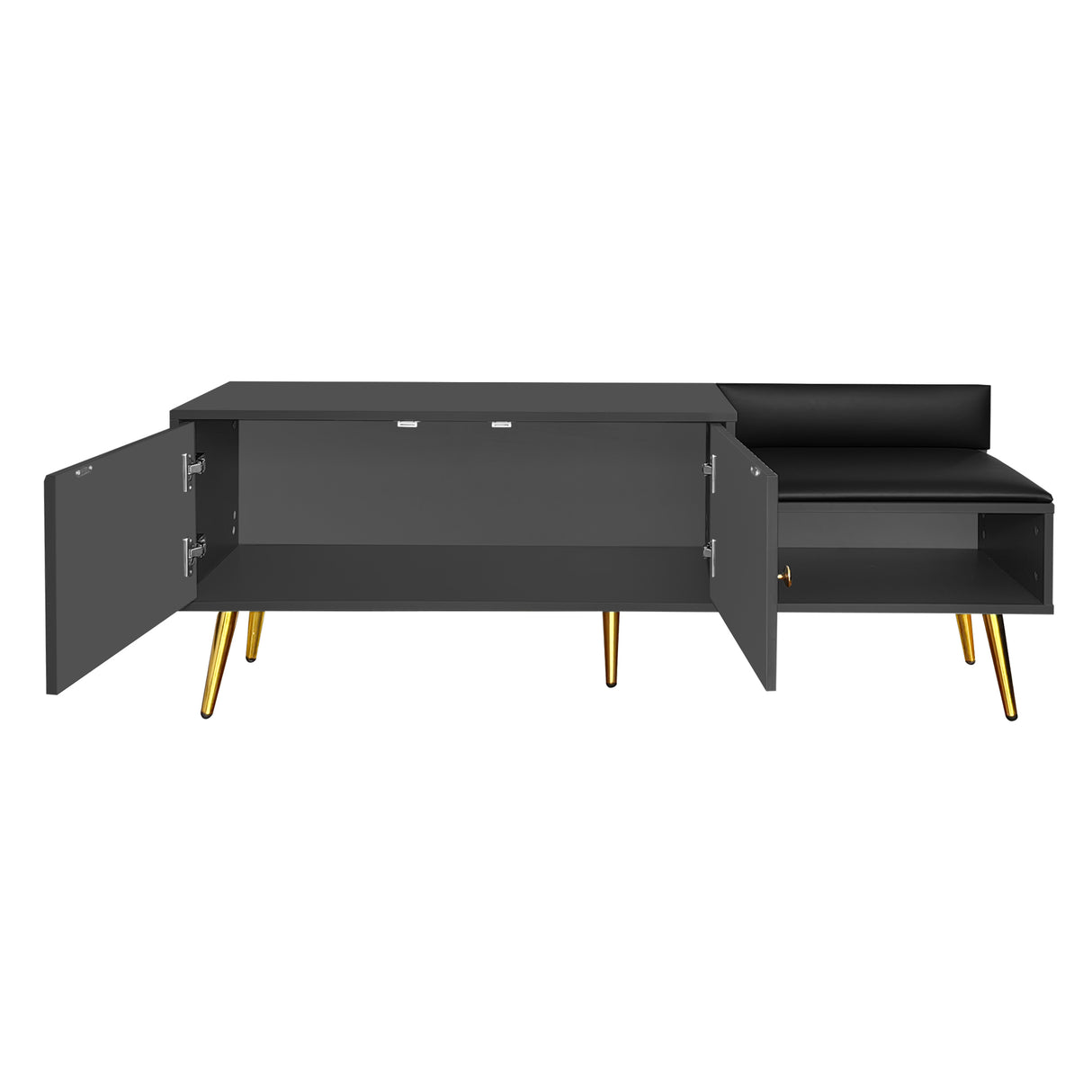 Modern Shoe Storage Bench with Hidden Storage and Upholstered Cushions for Bedside, Living Room and Entryway (Gray) - V.I.P Digital Presence