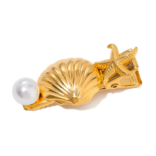 Stainless steel shell hair clip with bangs, high-end feel, ins metal hair accessories, broken hair clip at the back of the head - V.I.P Digital Presence