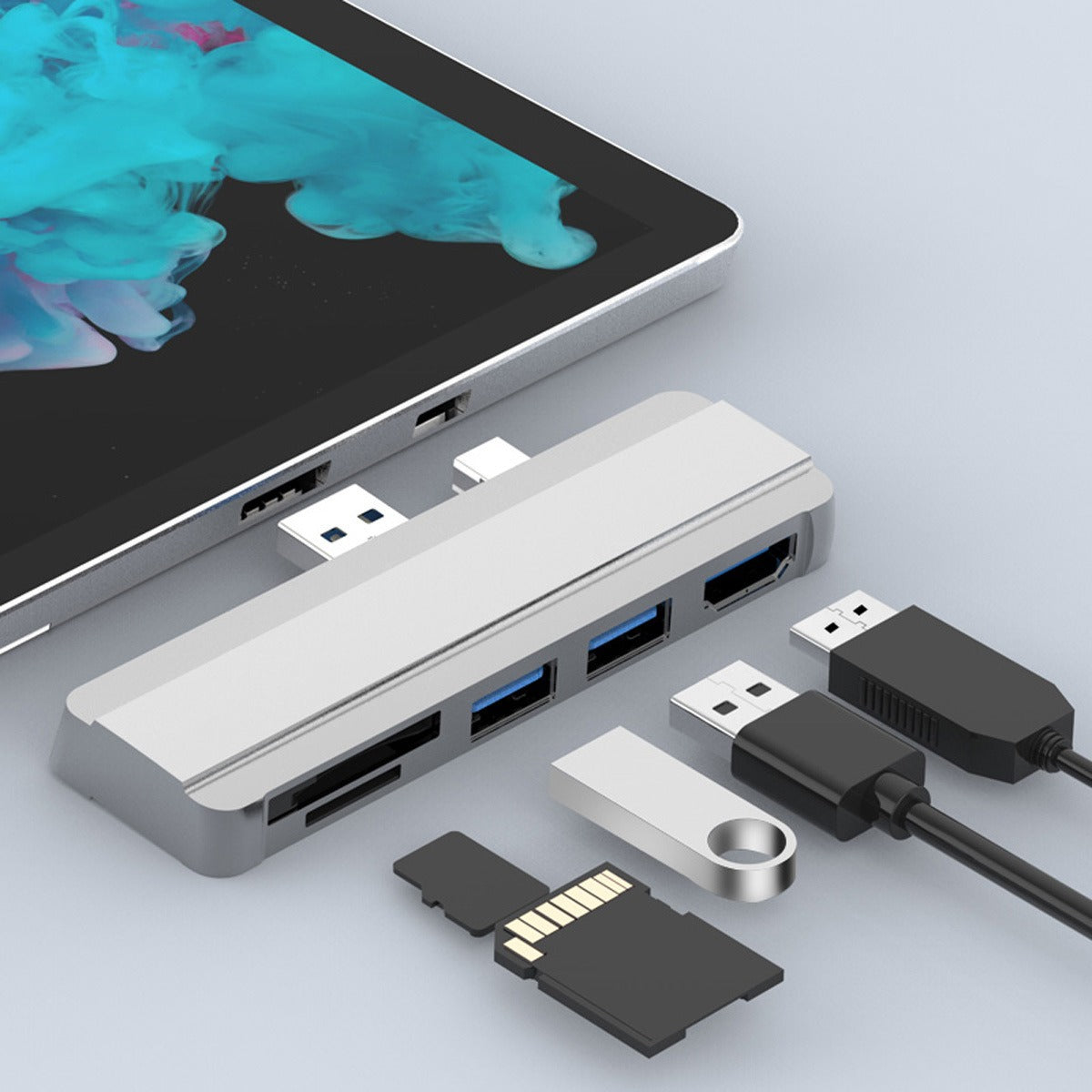 Suitable for Surface Pro 4/5/6 docking station USB to HDMI same screen card reader expansion hub - V.I.P Digital Presence