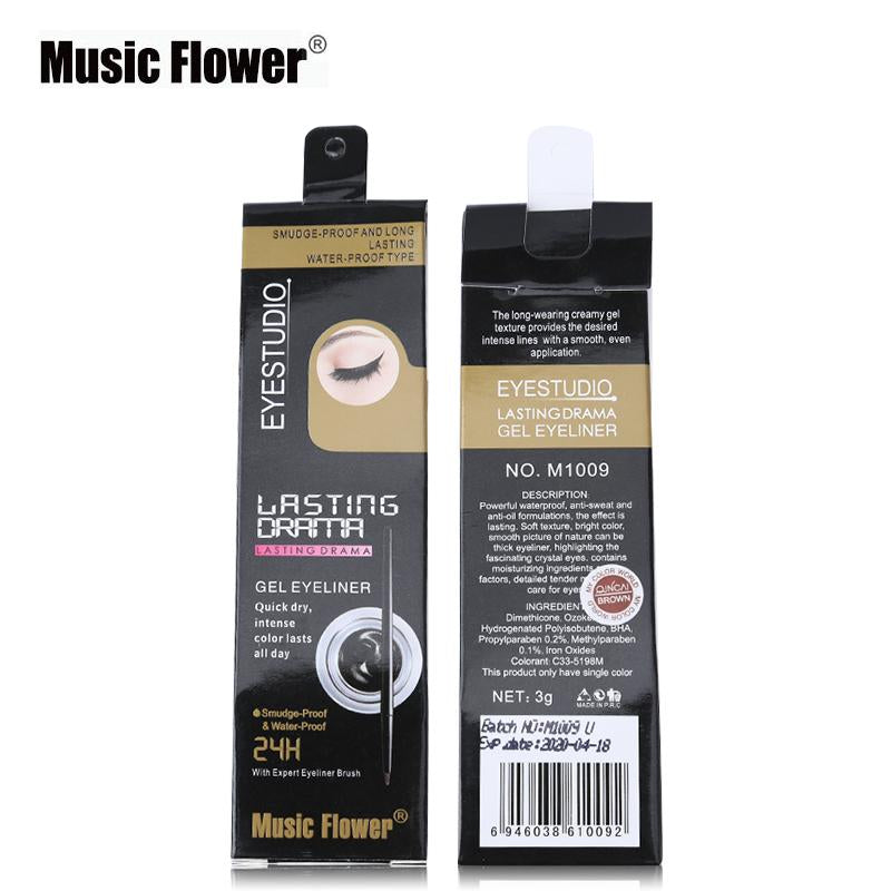 Music Flower Brand Black Waterproof Eyeliner Gel Makeup Cosmetic Gel Eye Liner With Brush 24 Hours Long-lasting - V.I.P Digital Presence