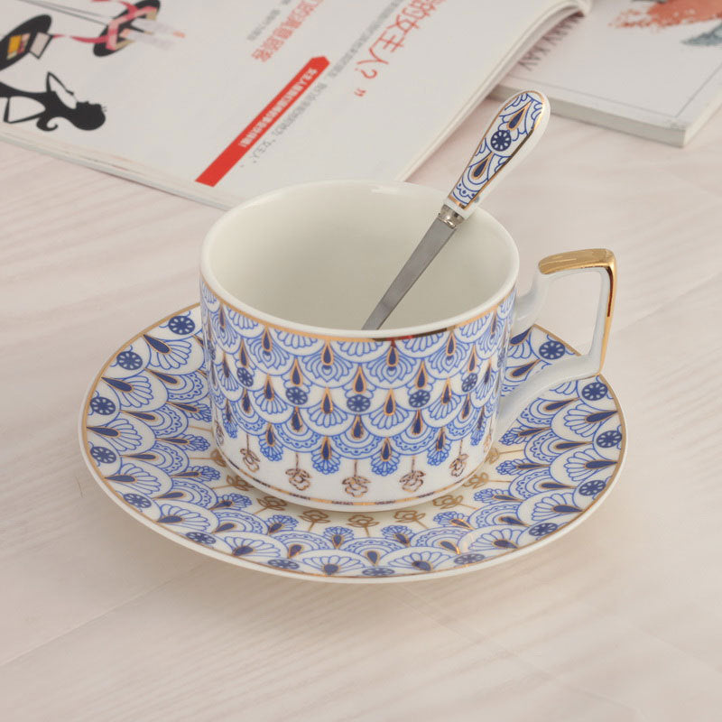 300ML, fine bone china coffee cup and saucer, russian design espresso cups, porcelain reusable cup, tea ceremony tazas cafe - V.I.P Digital Presence