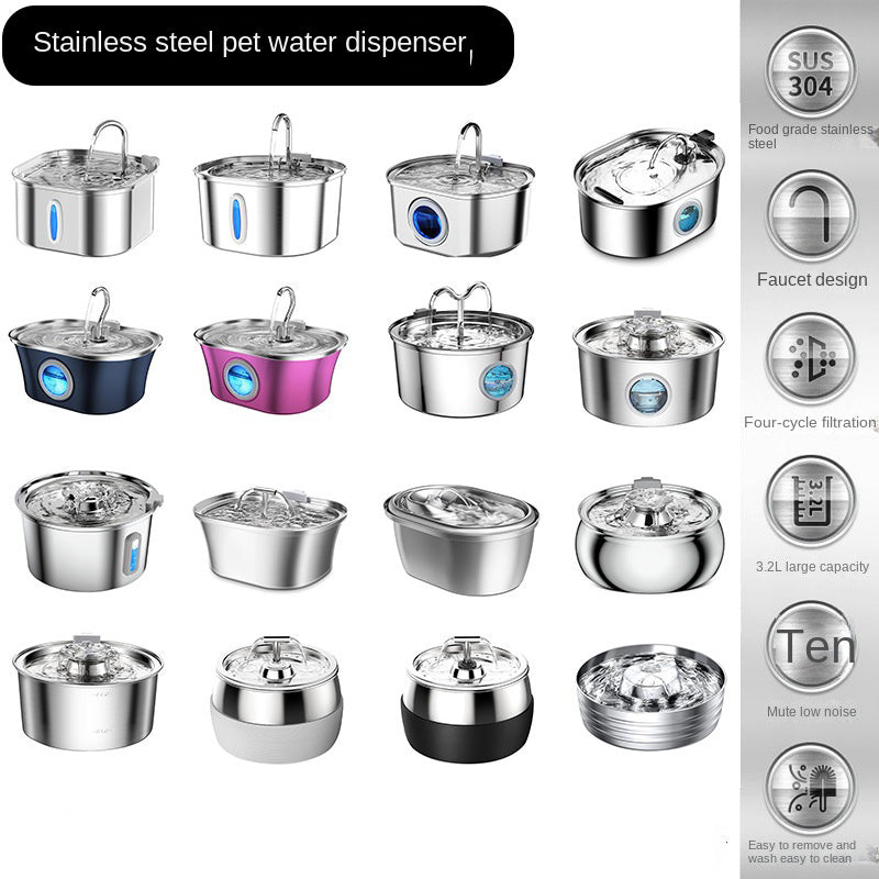 Stainless Steel Smart Pet Water Dispenser with Automatic Circulation and Filtration, Large Capacity Feeder for Cats and Dogs - V.I.P Digital Presence
