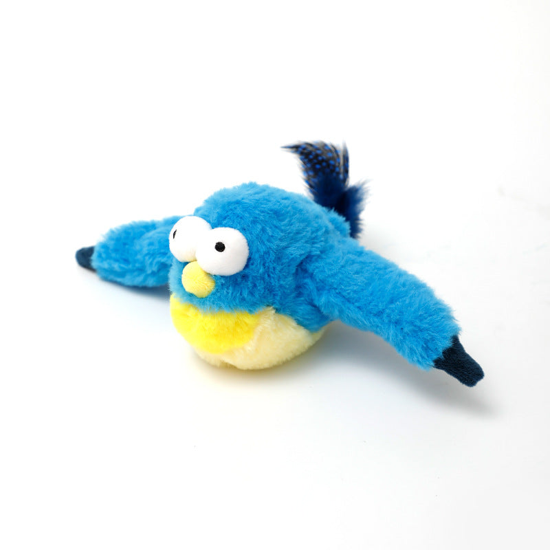 Rechargeable Chirping Flapping Bird (Non-Flying) Interactive Cat Toy, Ideal for Indoor Cats - Touch Activated Plush Toy - V.I.P Digital Presence