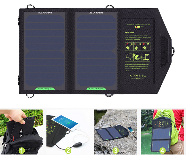 Panel solar 10W 5V Cargador solar Cargadores de batería solares portátiles Carga para teléfono para senderismo, etc. Al aire libre.