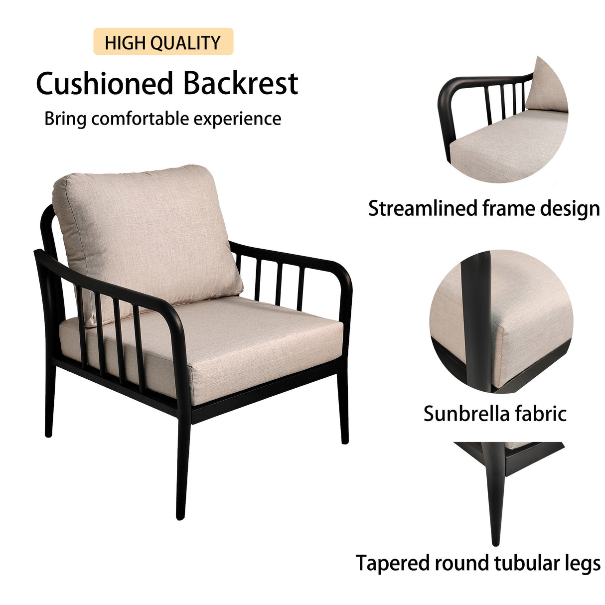 5PC Outdoor Aluminum Patio Furniture Modern Chat Sofa Conversation Set - V.I.P Digital Presence