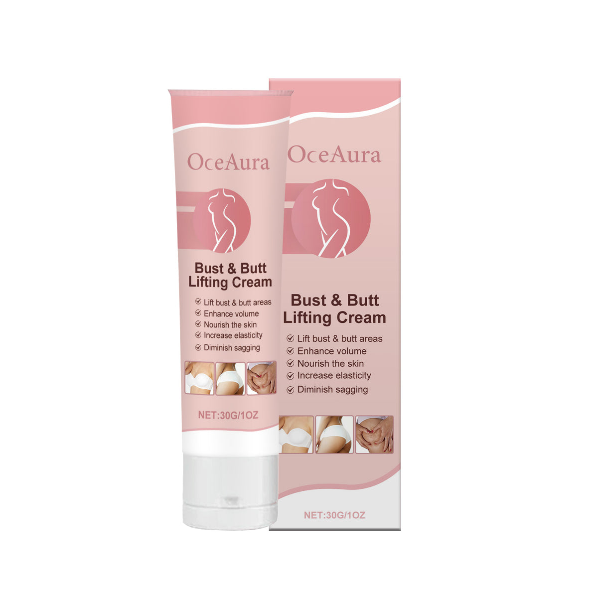 Crema para el cuidado de los senos Oceaura: hidratante, reafirmante, suavizante y nutritiva para la piel de los glúteos.