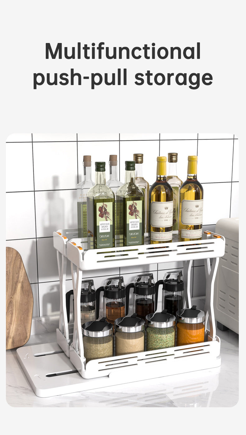 Pull out Rotating Spice Rack Organizer for Cabinet Rotate Makeup Organizer Slide Bottle Box Holder Plastic Seasoning Spice Rack - V.I.P Digital Presence
