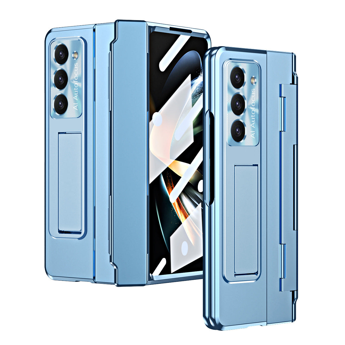 Samsung zfold 5 phone case FOLD4 flat hinge folding protective cover FOLD3 solid color bracket anti drop suitable - V.I.P Digital Presence