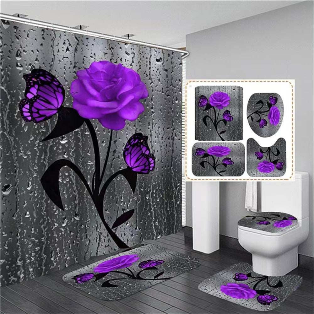 Hot HD Digital Printing Polyester Waterproof Polyester Flower Bathroom Hotel Shower Curtain - V.I.P Digital Presence