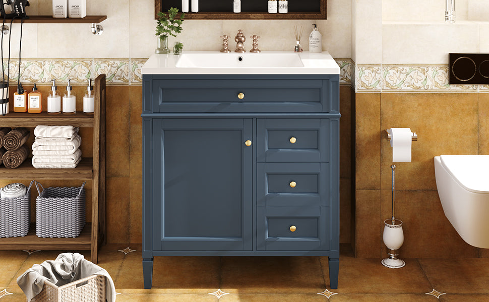 30 inch bathroom vanity with top sink, storage cabinet with 2 drawers and 1 drawer, single sink bathroom vanity - V.I.P Digital Presence
