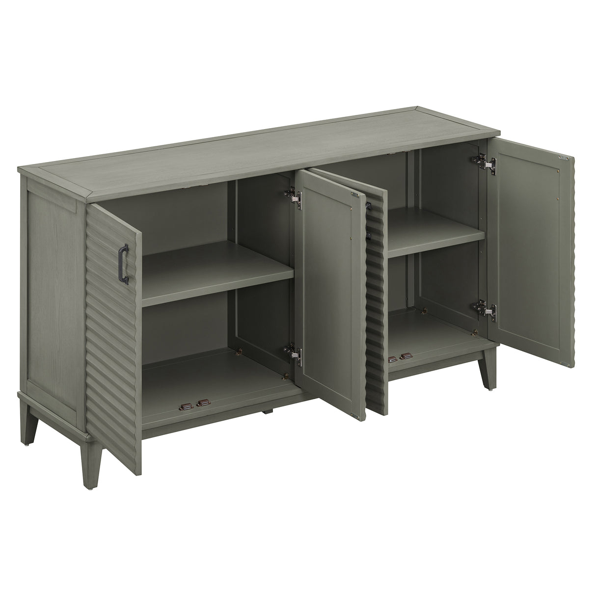 TREXM side panel with 4-door large storage buffet, adjustable shelves and metal handles (antique gray) - V.I.P Digital Presence