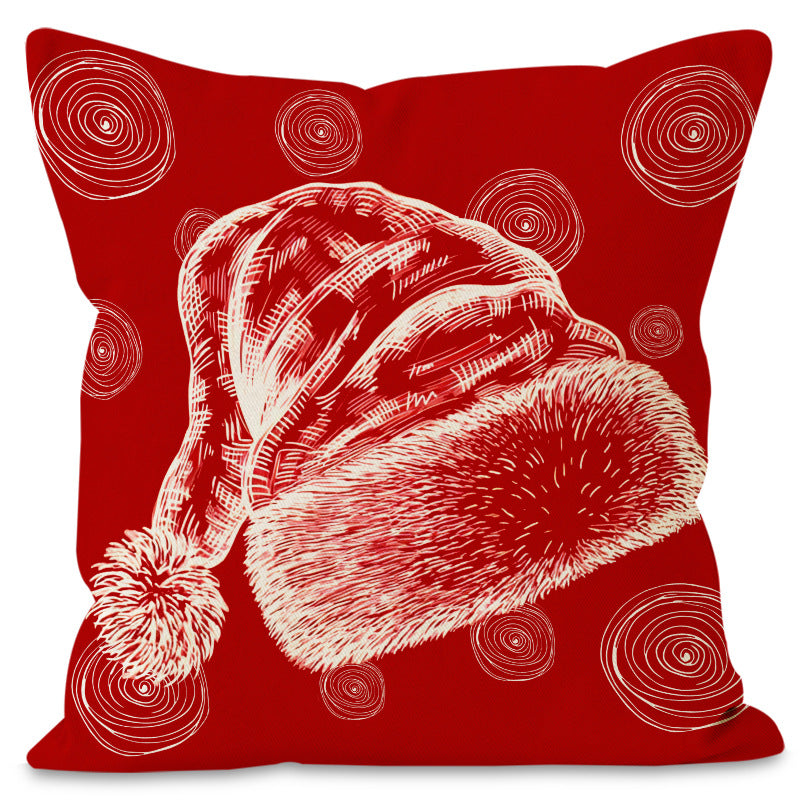 Christmas hat pillowcase linen Christmas tree letter print pillowcase holiday - V.I.P Digital Presence