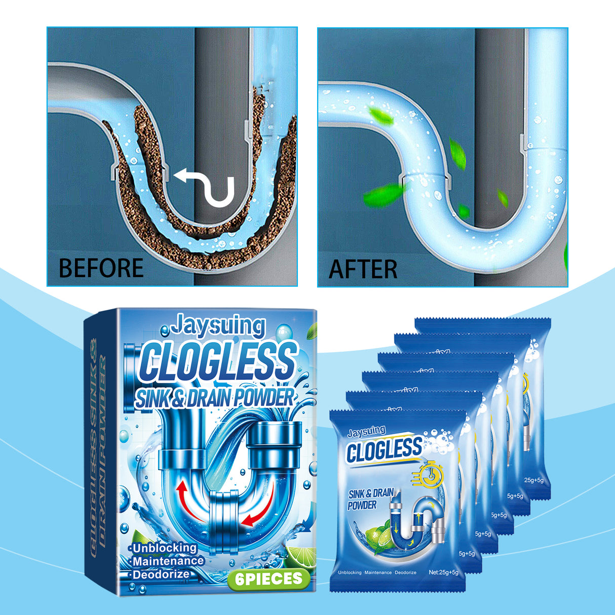 Pipeline Dredging Cleaning Powder To Dissolve And Dredging Sewage And Drain Grease Blocking Deodorant Powder - V.I.P Digital Presence