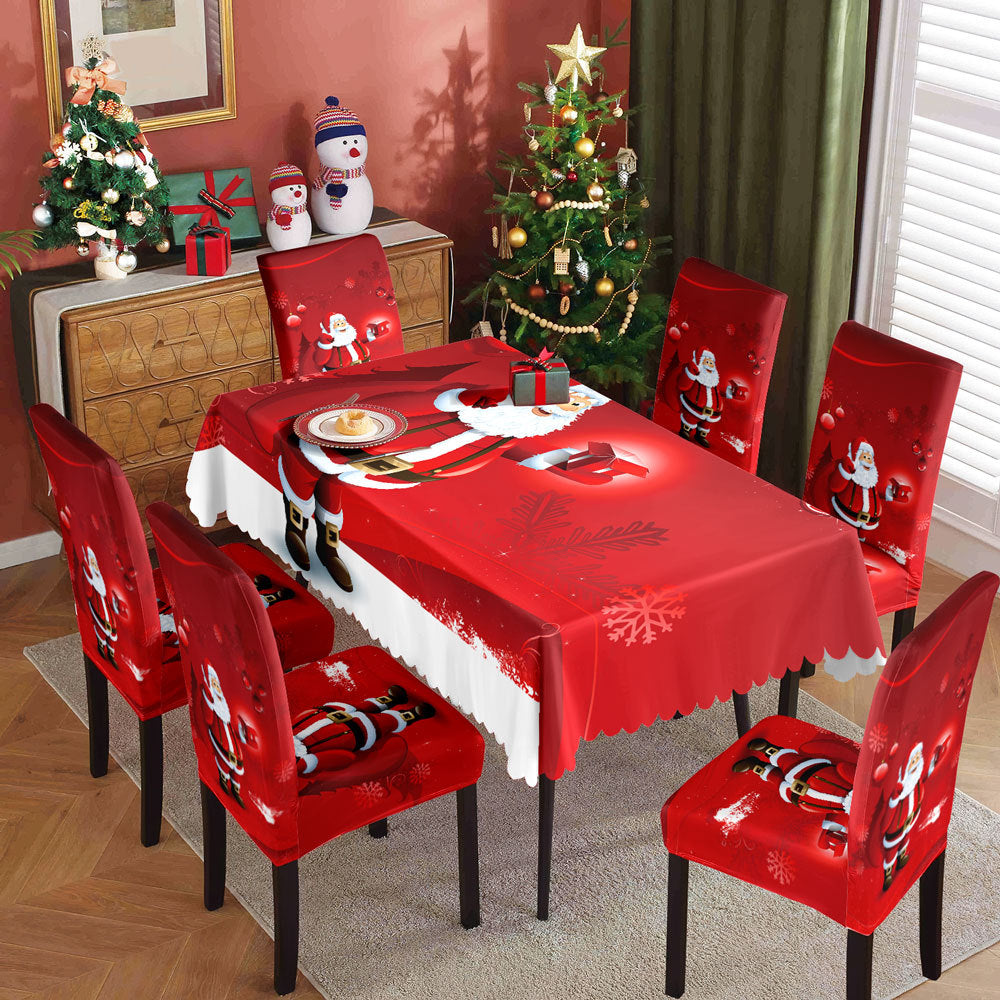 Christmas printed tablecloth, chair cover, waterproof, oil resistant, festive decoration, dining table cloth, chair cover, universal household use - V.I.P Digital Presence