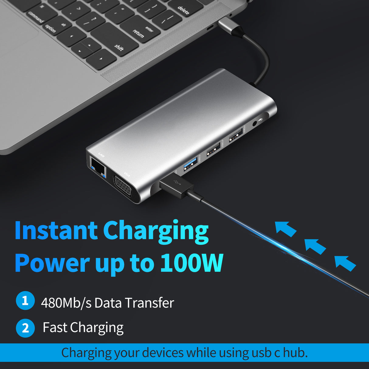 Type-C to Dual HDMI VGA Same Screen Dock 12 in 1 Notebook MacBook Converter USB HUB - V.I.P Digital Presence