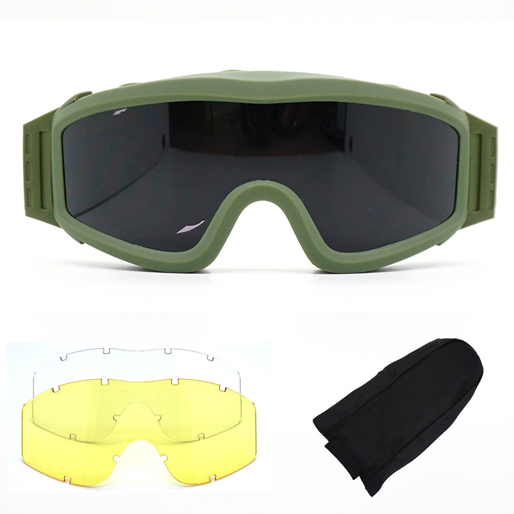 Gafas tácticas militares para aficionados al viento, equipo CS para exteriores, protección de tiro contra impactos, juego de tres lentes.