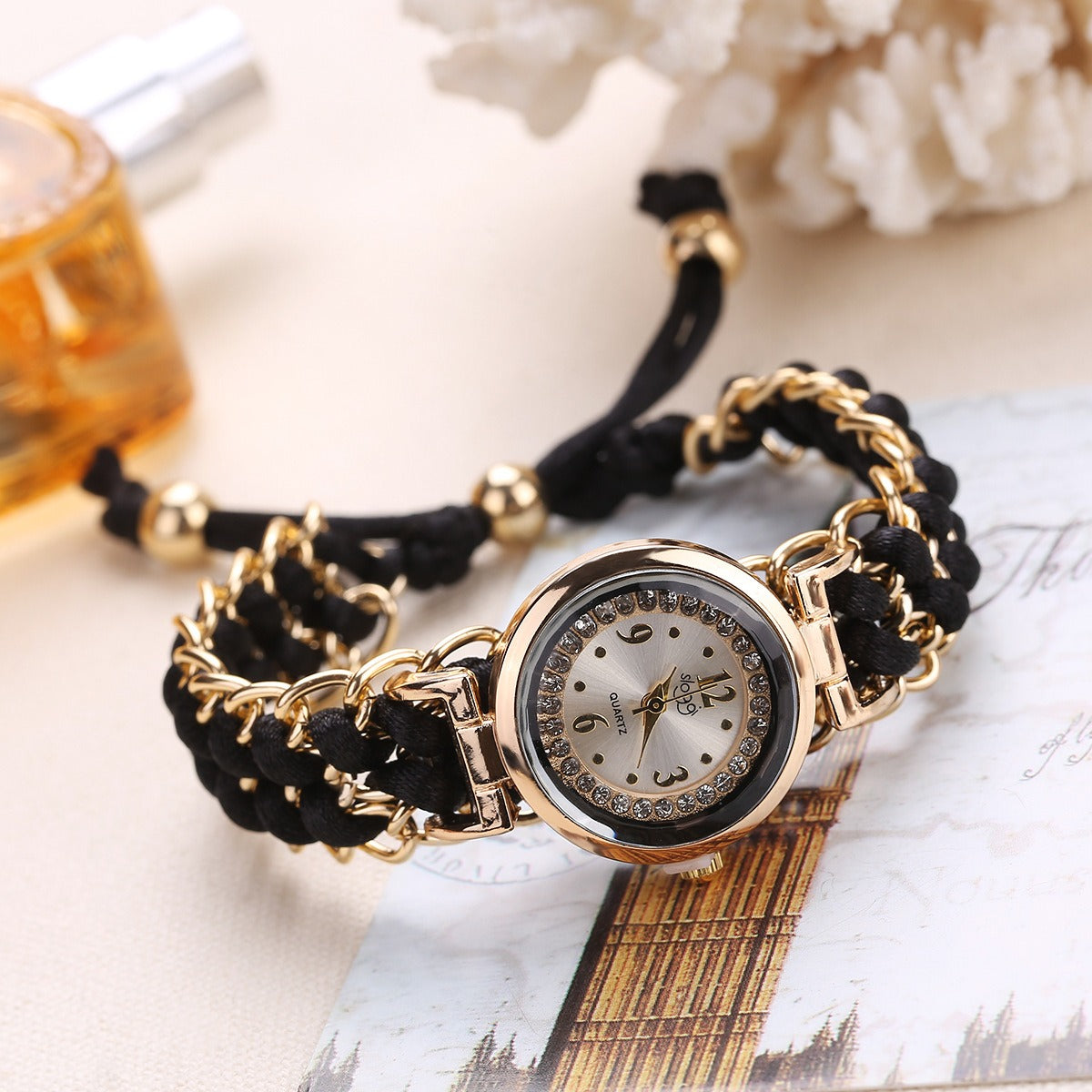 New small dial with diamond inlay Women's woven rope watch Women's creative fashion retractable rope quartz watch - V.I.P Digital Presence