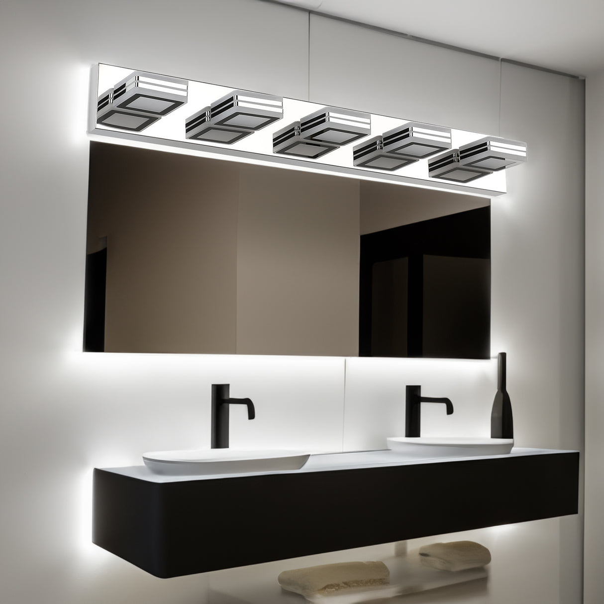 LED Modern Chrome Makeup Light, 5-Lights Acrylic Chrome Makeup Mirror Light - V.I.P Digital Presence