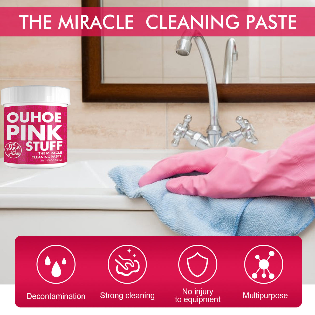 Home Gentle Multi-Functional Cleaning Cream, Clean Kitchen Heavy Oil Dirt General Pink Barrel Cleaning Powder - V.I.P Digital Presence
