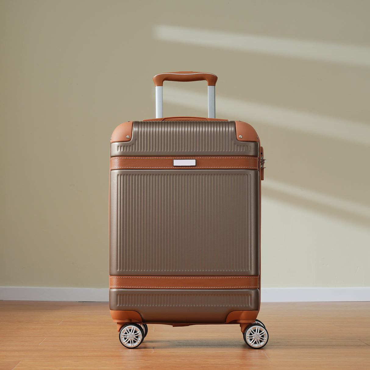 Hardshell Luggage Sets 3 Piece Carry-on Suitcase Double Spinner Wheels with TSA Lock for Men Women, Coppery (20in) - V.I.P Digital Presence