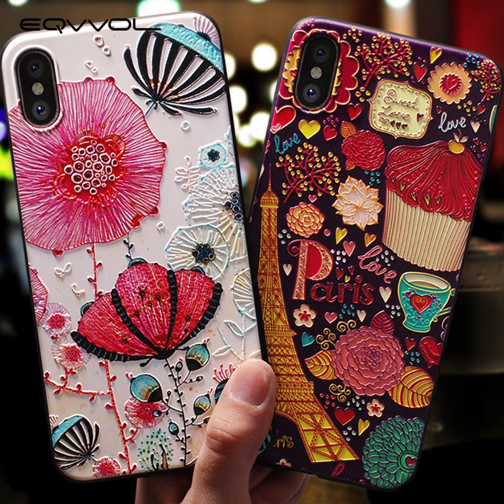 Eqvvol Cute 3D Emboss Cartoon Patterned Phone Case For iphone X 8 7 6 6S Plus Cases Soft Silicone Cover For iphone 5 5s SE Coque - V.I.P Digital Presence