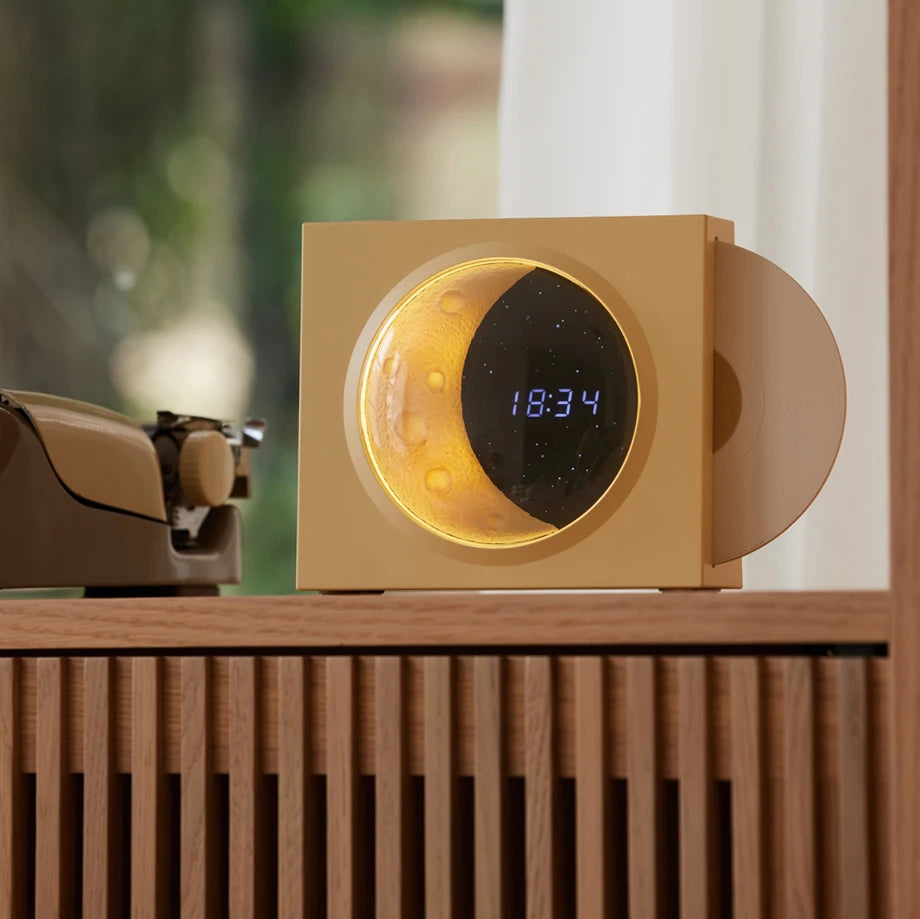 Creative Retro CD Design Bluetooth 3D Stereo Speaker Desktop Moon Lamp Clock Half Moon Starry Sky Atmosphere Night Light - V.I.P Digital Presence