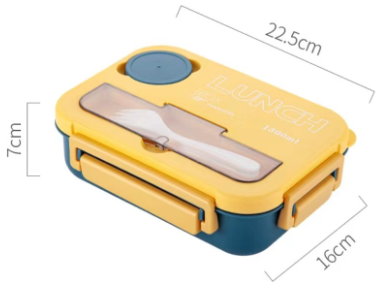 Microwaveable sealed lunch box with compartments and sauce box with cutlery - V.I.P Digital Presence