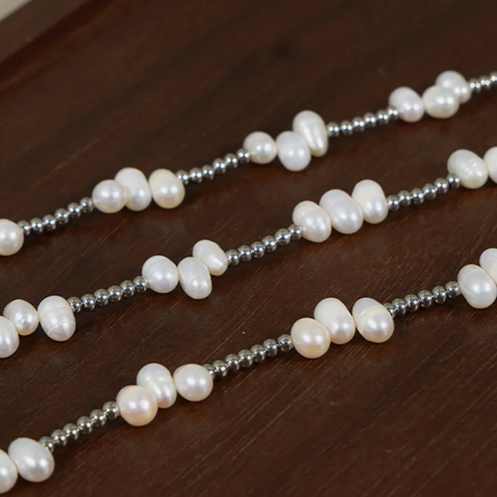 Freshwater Pearl Titanium Steel Bead Necklace - V.I.P Digital Presence