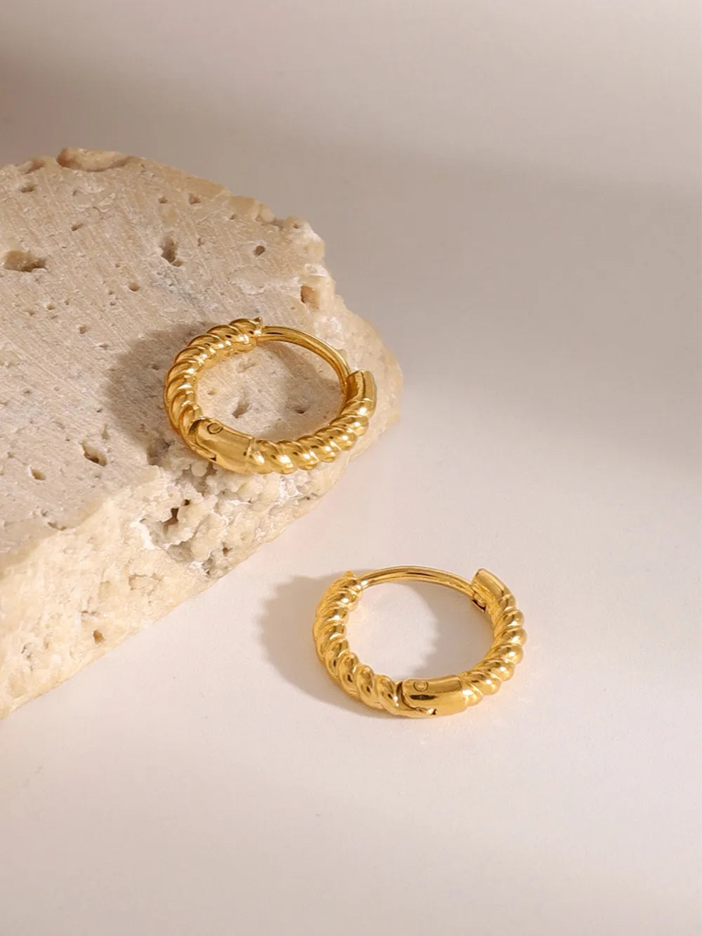 18K Gold-Plated Stainless Steel Huggie Earrings - V.I.P Digital Presence