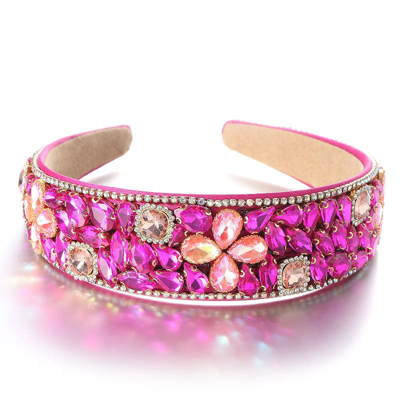 Fashionable diamond inlaid four leaf clover Baroque retro full inlaid rhinestone sponge headband - V.I.P Digital Presence