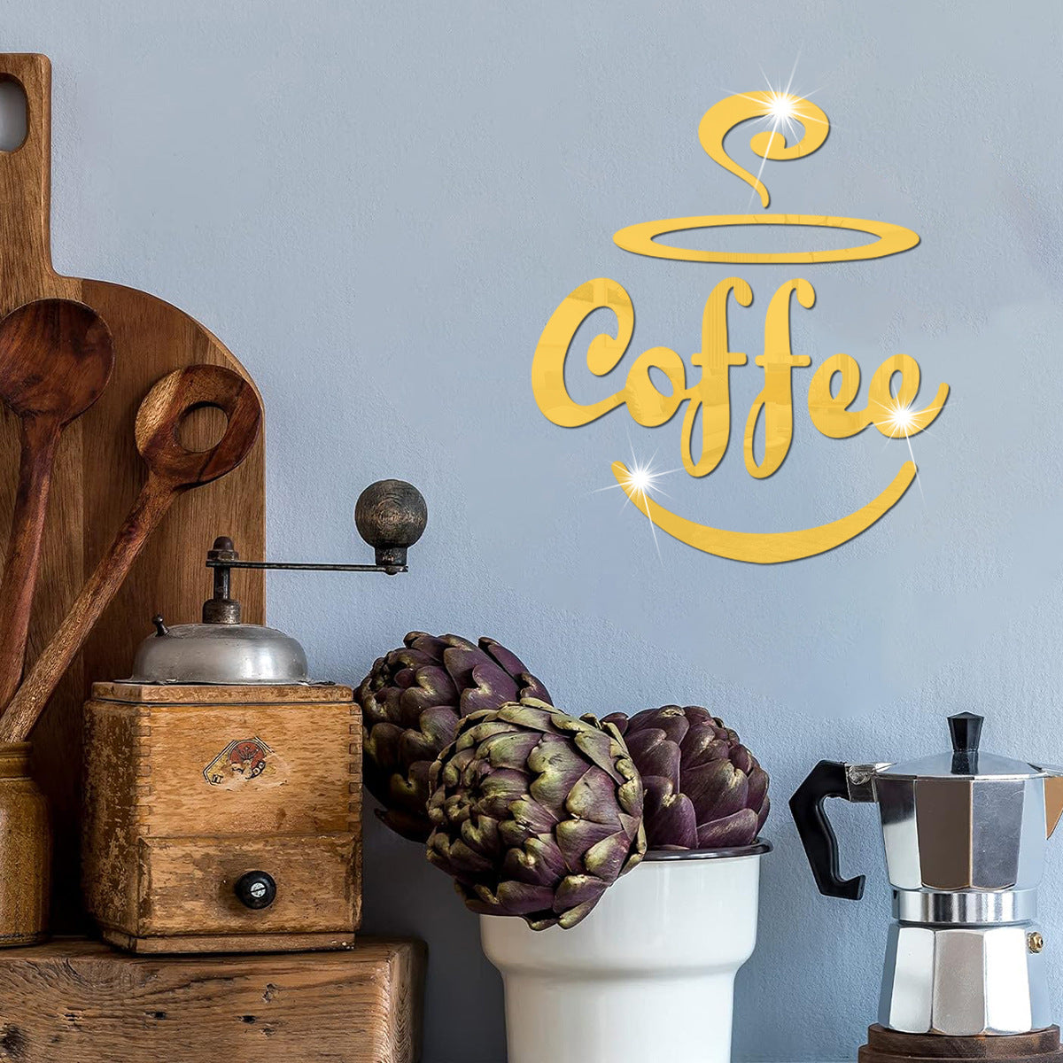 Coffee Themed Mirror Acrylic Wall Stickers for Kitchen and Dining Room - V.I.P Digital Presence