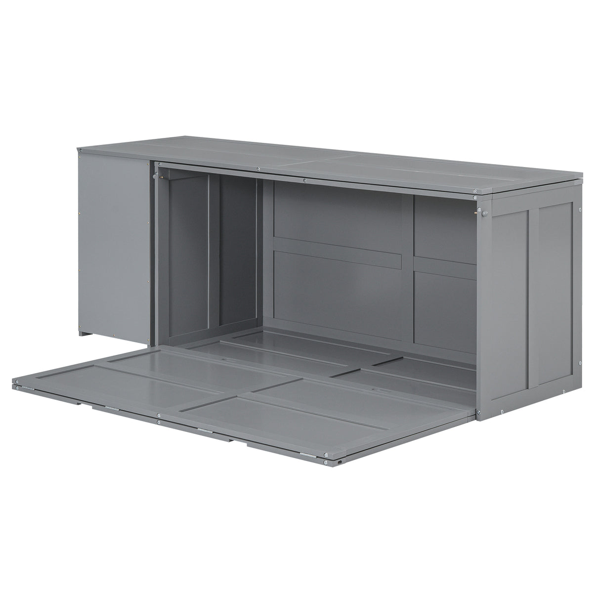 Queen Size Murphy Bed with Rotable Desk Gray