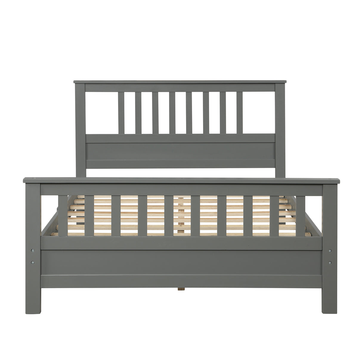 Wood Platform Bed with Headboard and Footboard Full (Gray)