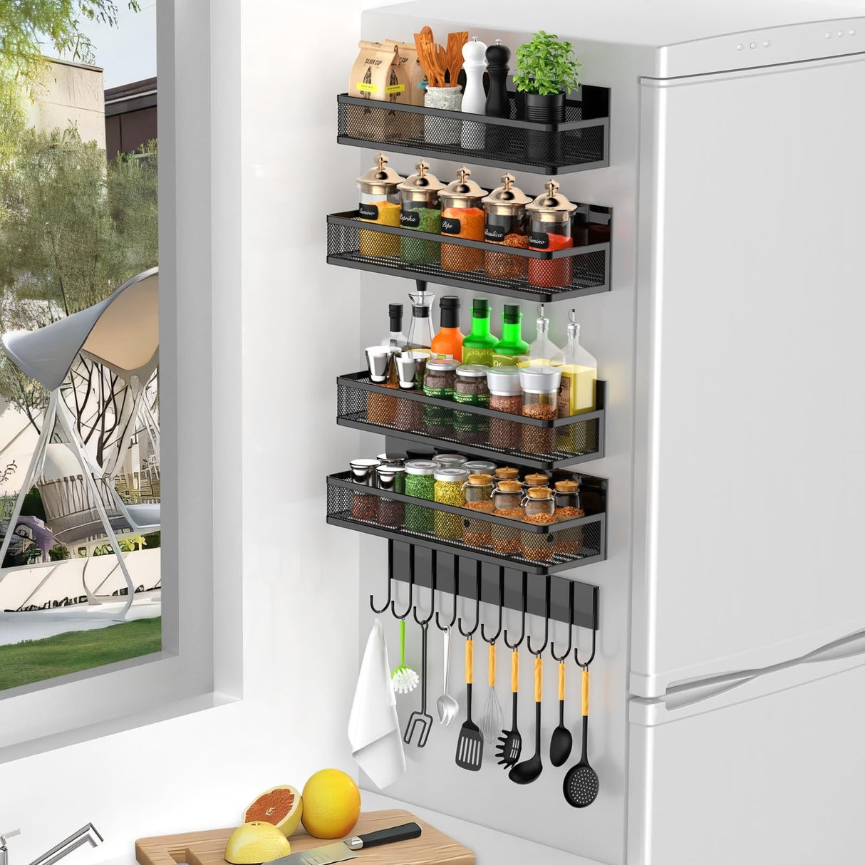 New Magnetic Shelf Moveable Magnetic Fridge Organizer Rack Seasoning Organizer Spice Rack for Refrigerator - V.I.P Digital Presence