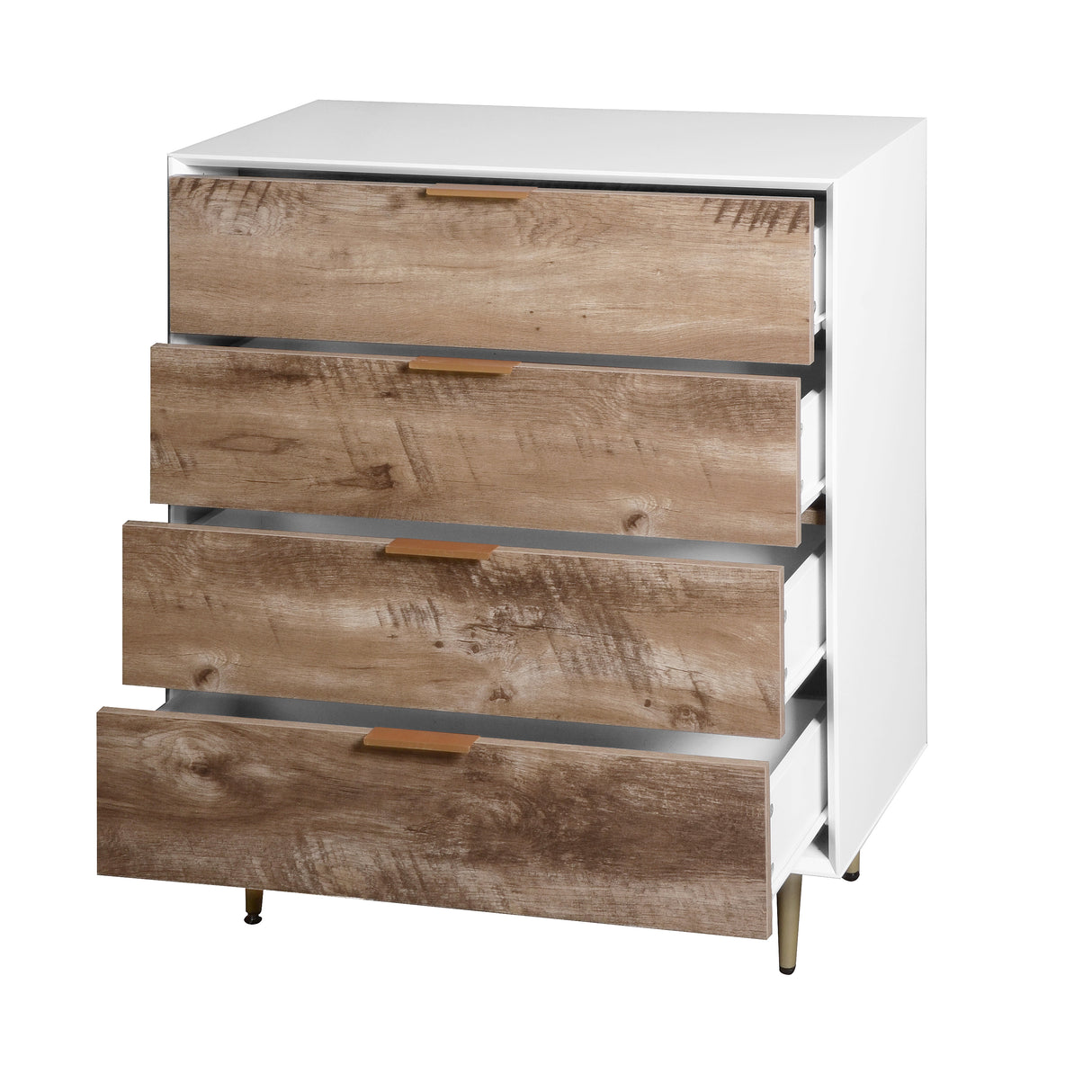 Wooden Tall 4 Drawer Dresser,Chest of Drawers with 4 Metal Legs, Anti-Tipping Device for Bedroom,Living Room - V.I.P Digital Presence