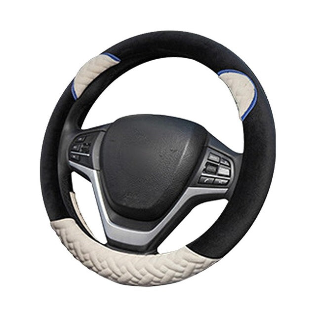 Plush Cartoon Car Steering Wheel Cover D-type Linen Carbon Fiber Leather Handlebar Cover Comfortable And Breathable - V.I.P Digital Presence